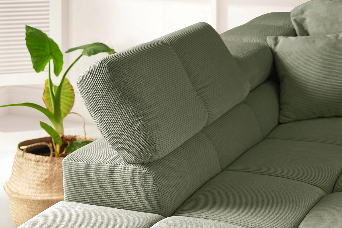 KAWOLA Sofa NEVADA Ecksofa Feincord olivgrün