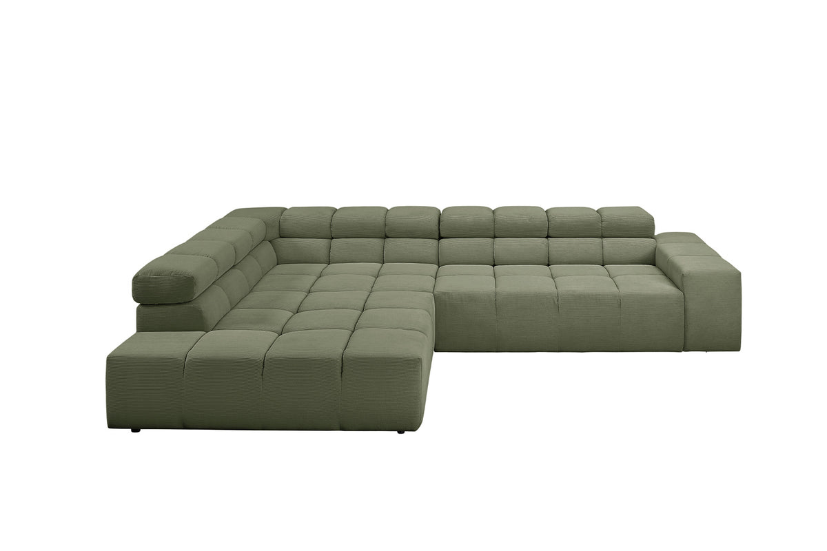 KAWOLA Sofa NEVADA Ecksofa Feincord olivgrün