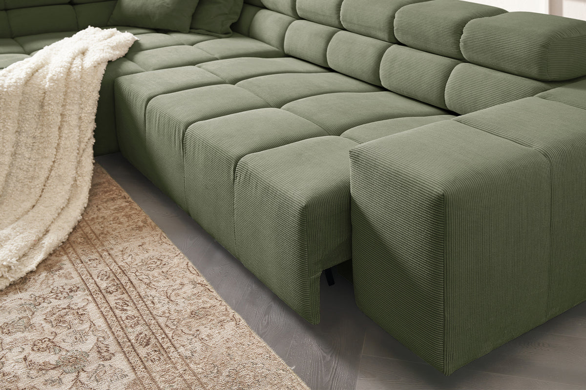 KAWOLA Sofa NEVADA Ecksofa Feincord olivgrün