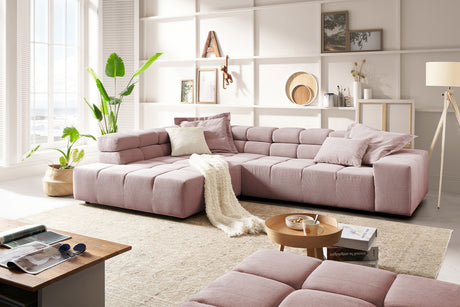 KAWOLA Sofa NEVADA Ecksofa Feincord rosa, Links, Ohne Komfortfunktion