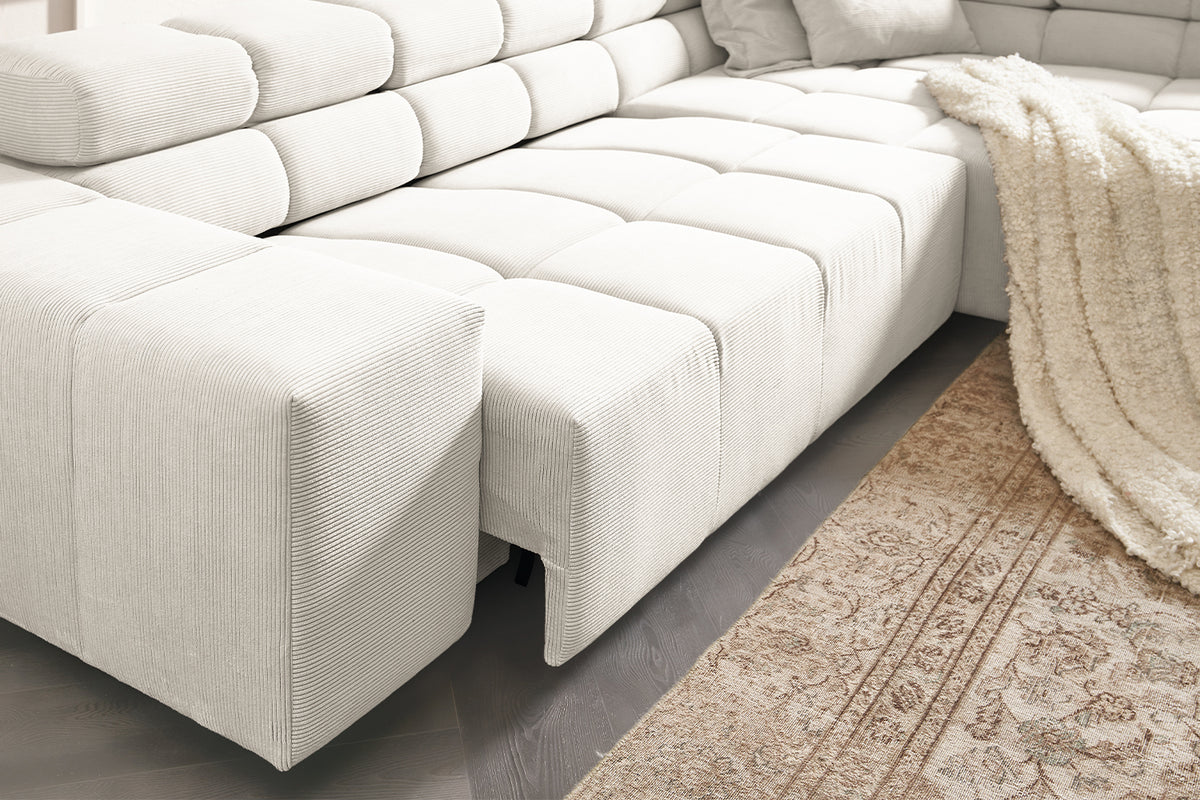 KAWOLA Sofa NEVADA Ecksofa Feincord weiß