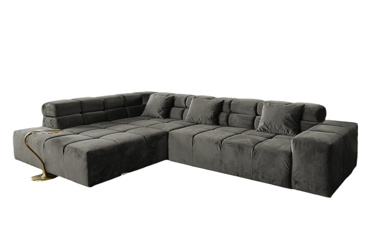 KAWOLA Sofa NEVADA Ecksofa Velvet grau