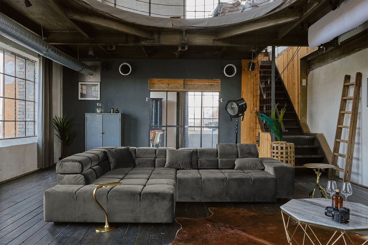 KAWOLA Sofa NEVADA Ecksofa Velvet grau
