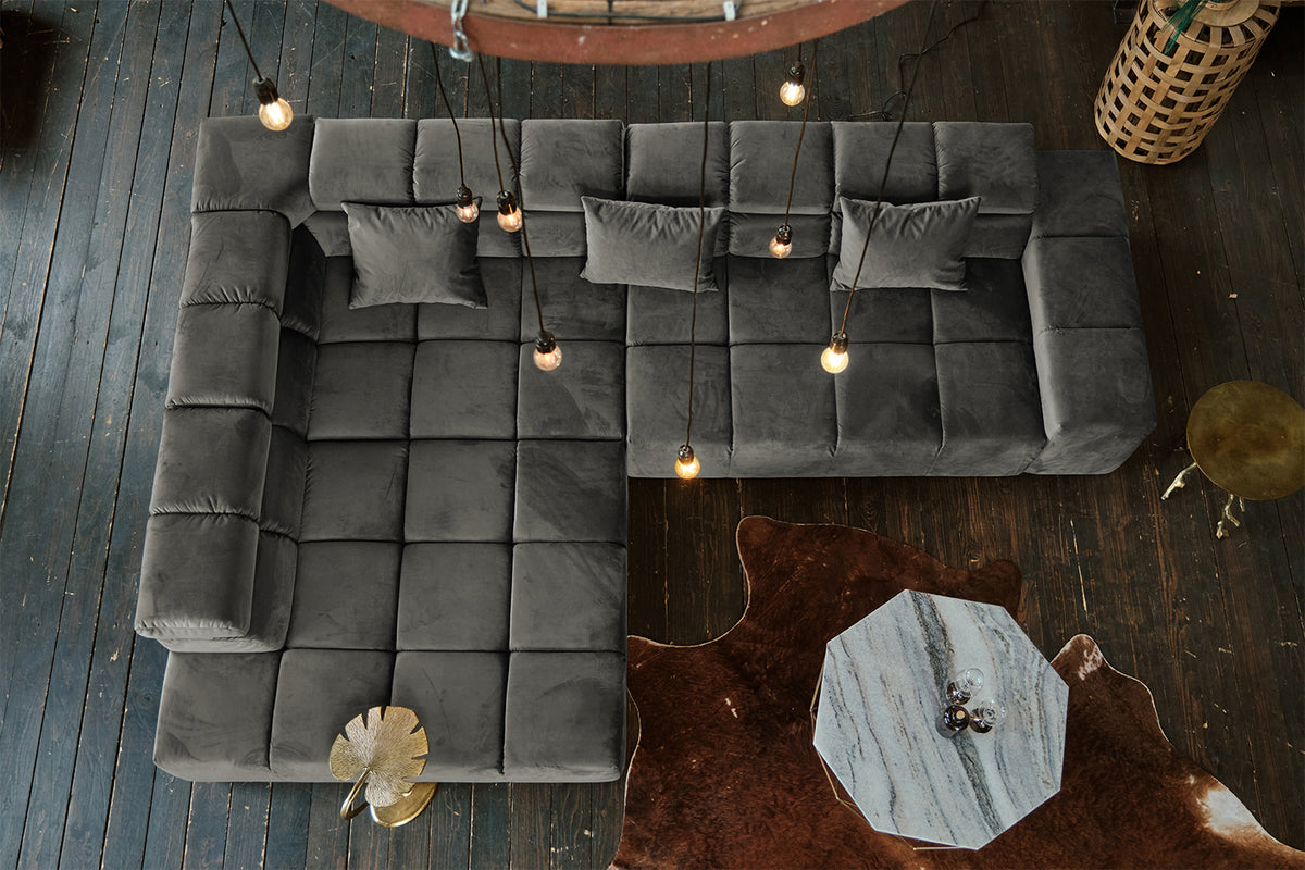KAWOLA Sofa NEVADA Ecksofa Velvet grau