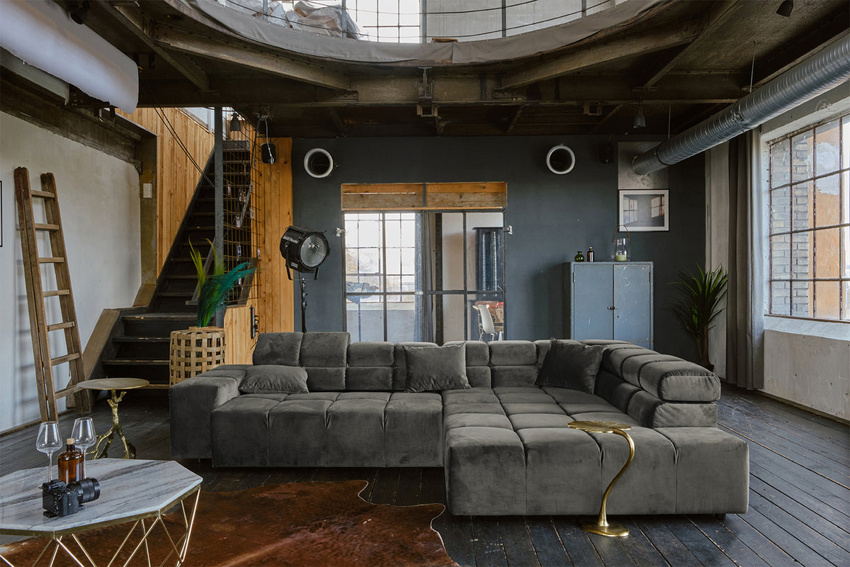 KAWOLA Sofa NEVADA Ecksofa Velvet grau