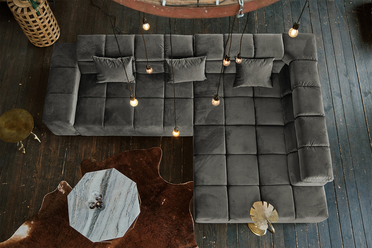 KAWOLA Sofa NEVADA Ecksofa Velvet grau