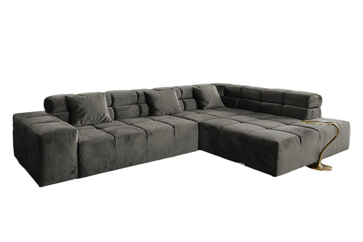 KAWOLA Sofa NEVADA Ecksofa Velvet grau