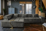 KAWOLA Sofa NEVADA Ecksofa Velvet grau, Links, Relaxfunktion