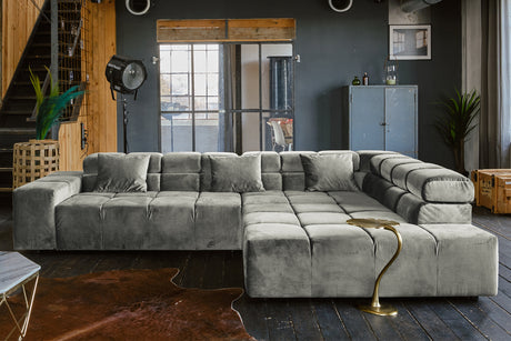 KAWOLA Sofa NEVADA Ecksofa Velvet silber, Rechts, Relaxfunktion