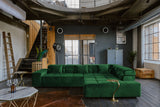 KAWOLA Sofa NEVADA Ecksofa Velvet smaragd