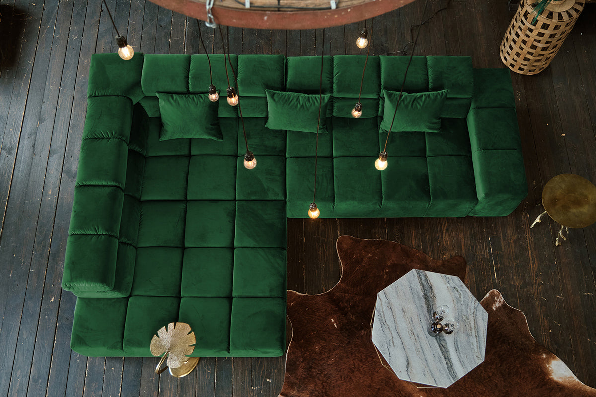 KAWOLA Sofa NEVADA Ecksofa Velvet smaragd