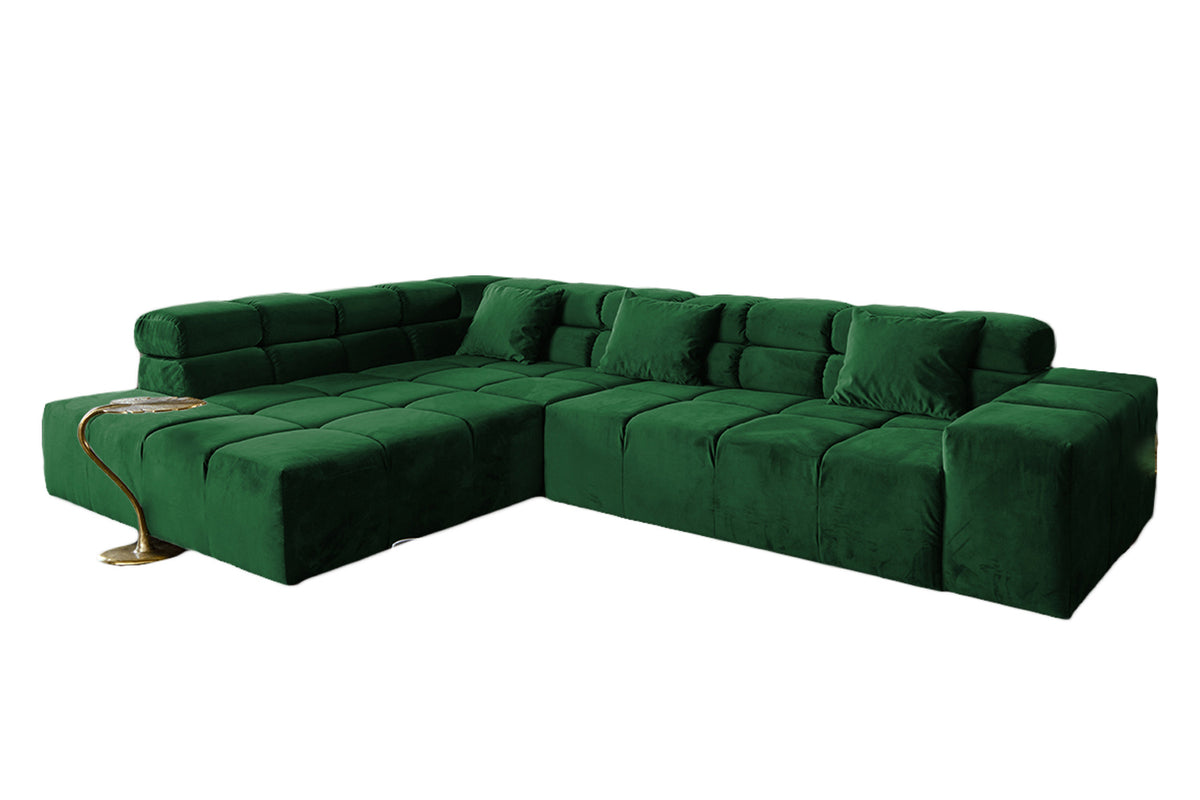 KAWOLA Sofa NEVADA Ecksofa Velvet smaragd