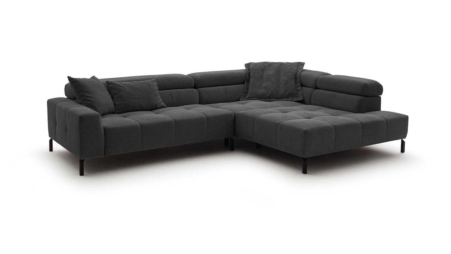 KAWOLA Sofa OHIO Ecksofa Feincord anthrazit