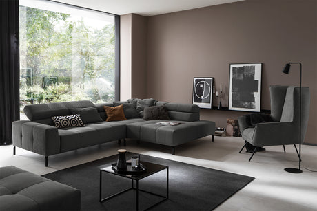 KAWOLA Sofa OHIO Ecksofa Feincord anthrazit, Rechts, Relaxfunktion
