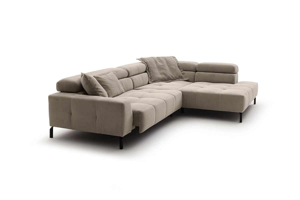 KAWOLA Sofa OHIO Ecksofa Feincord beige