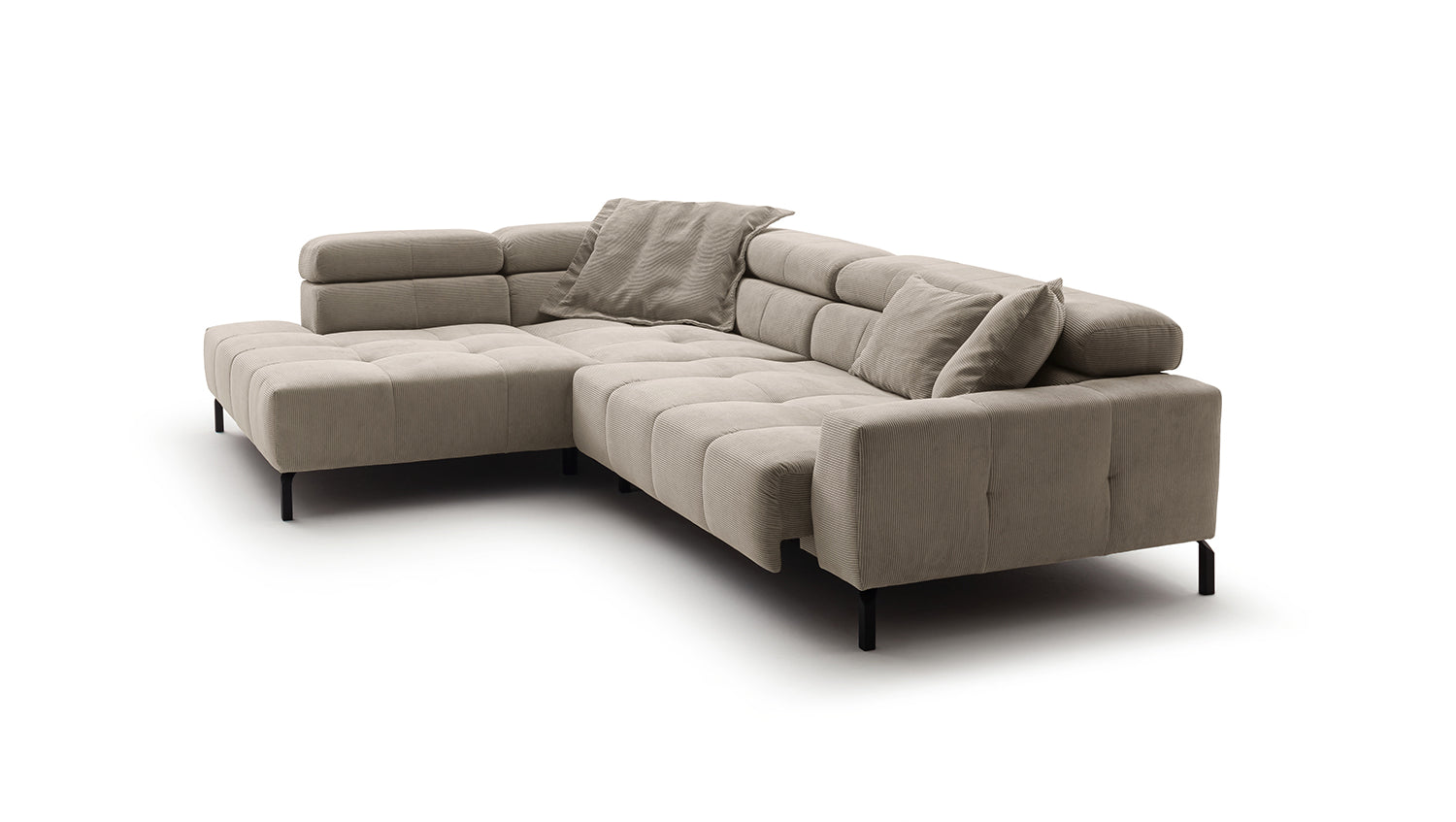 KAWOLA Sofa OHIO Ecksofa Feincord beige