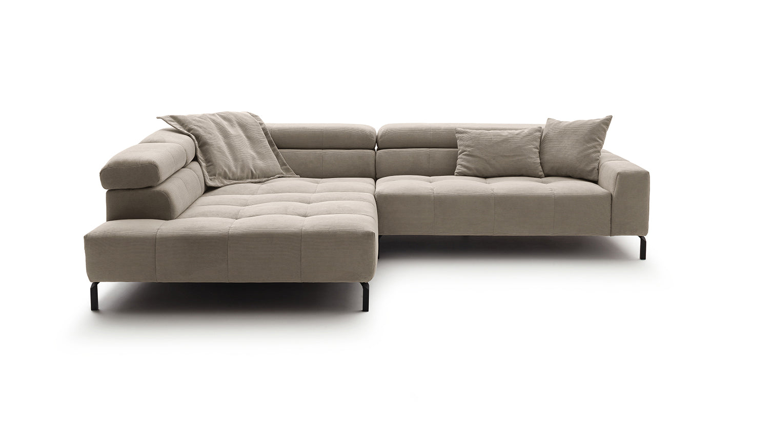 KAWOLA Sofa OHIO Ecksofa Feincord beige