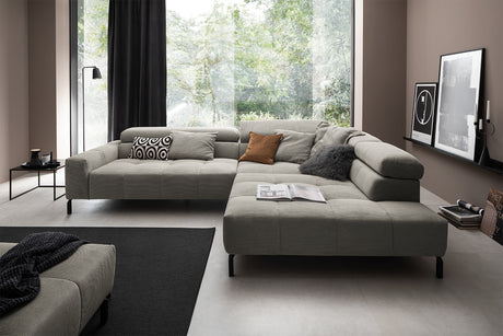KAWOLA Sofa OHIO Ecksofa Feincord grau