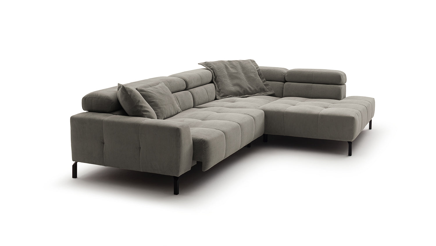 KAWOLA Sofa OHIO Ecksofa Feincord grau