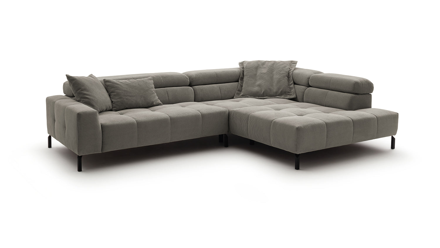 KAWOLA Sofa OHIO Ecksofa Feincord grau