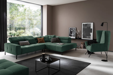 KAWOLA Sofa OHIO Ecksofa Feincord grün, Rechts, Relaxfunktion