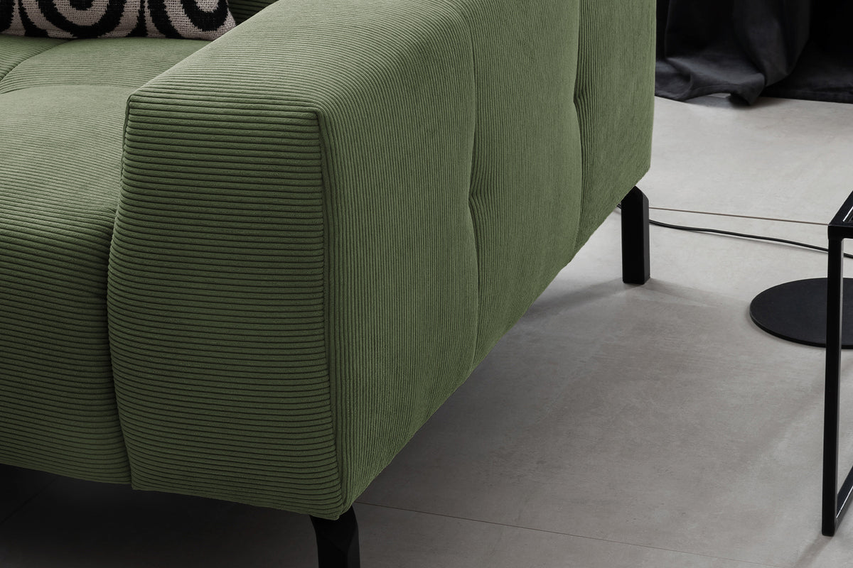 KAWOLA Sofa OHIO Ecksofa Feincord olivgrün