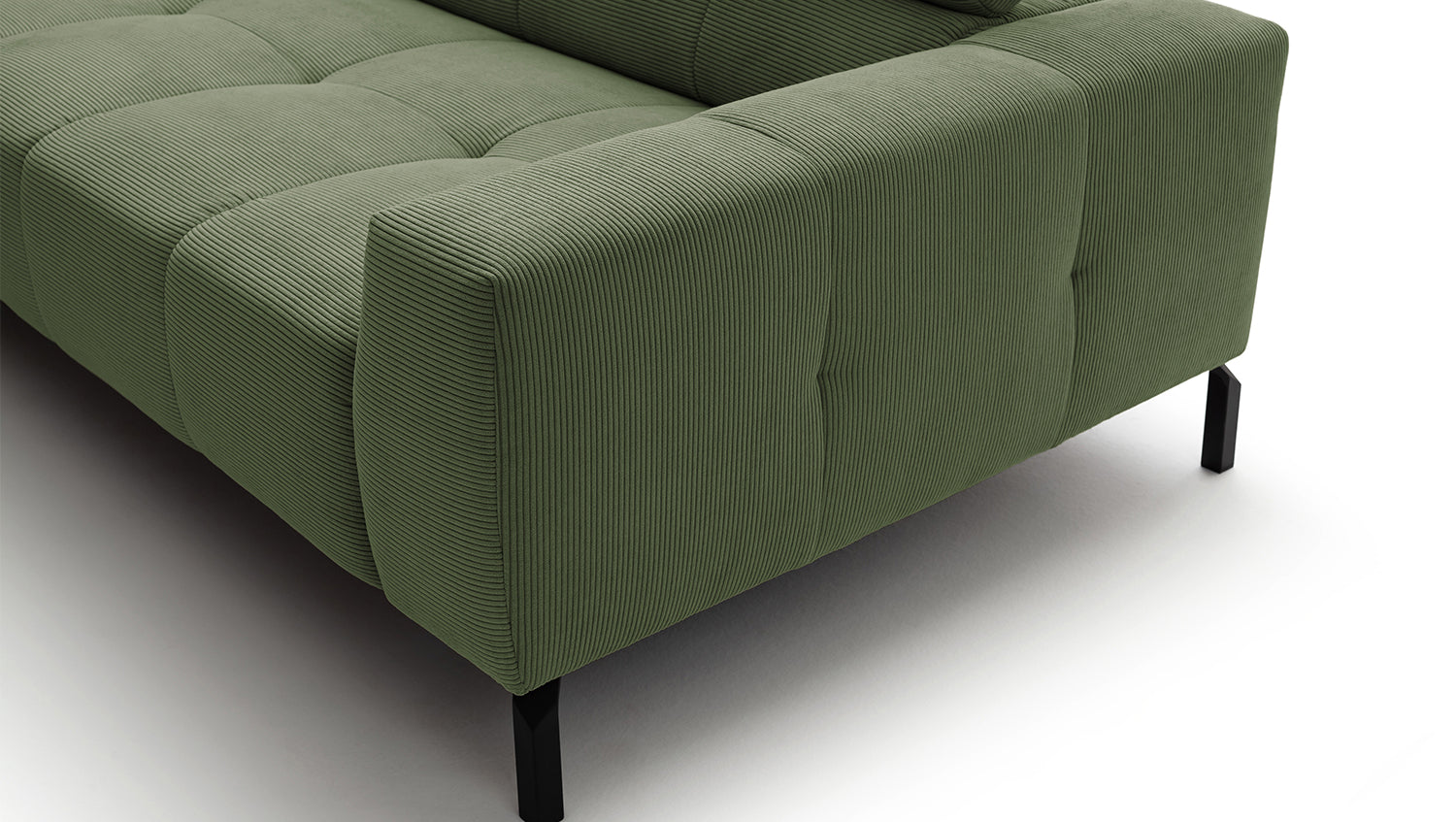 KAWOLA Sofa OHIO Ecksofa Feincord olivgrün