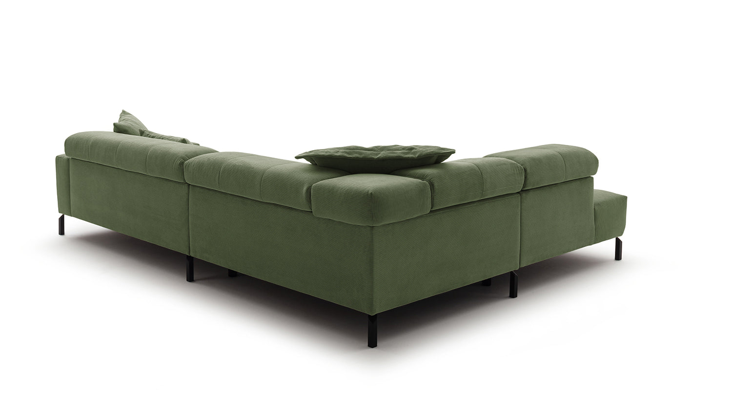 KAWOLA Sofa OHIO Ecksofa Feincord olivgrün
