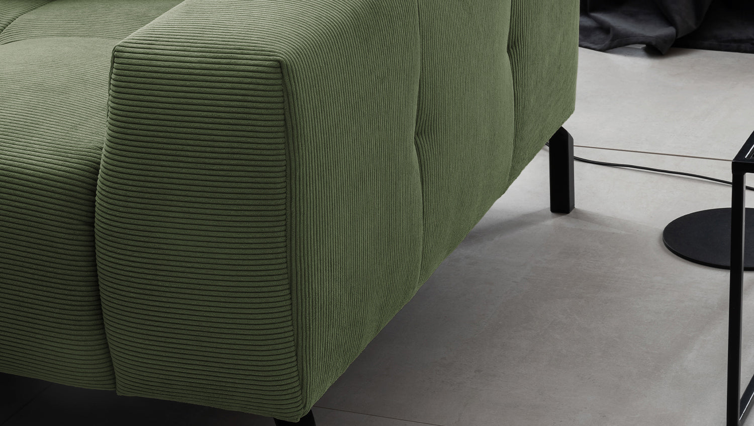 KAWOLA Sofa OHIO Ecksofa Feincord olivgrün