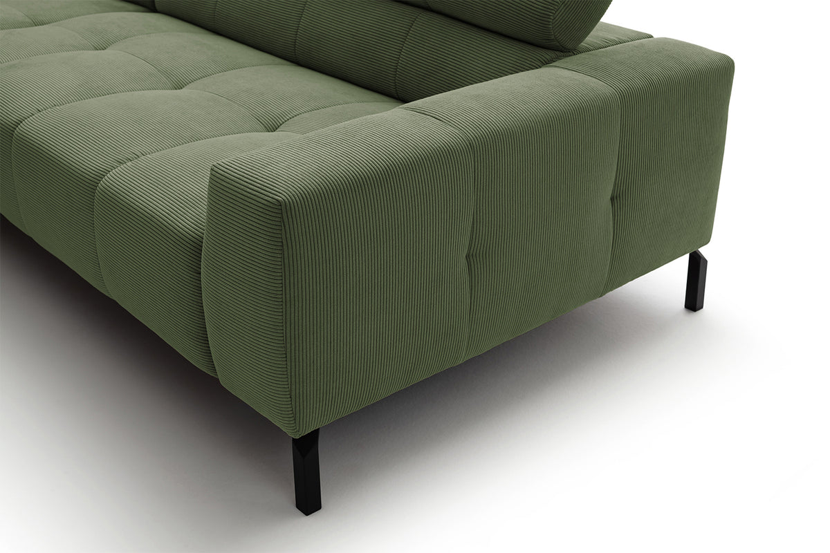 KAWOLA Sofa OHIO Ecksofa Feincord olivgrün