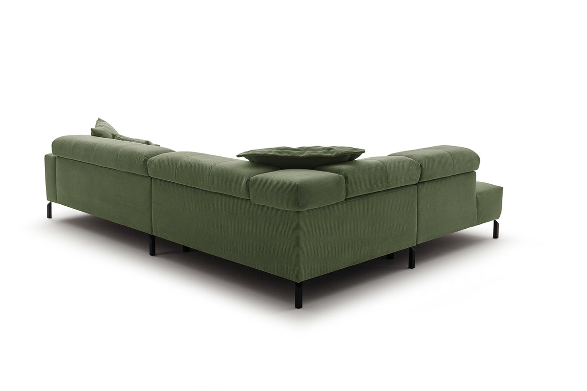 KAWOLA Sofa OHIO Ecksofa Feincord olivgrün