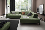 KAWOLA Sofa OHIO Ecksofa Feincord olivgrün