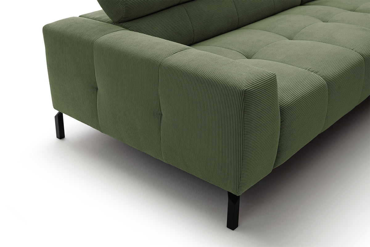 KAWOLA Sofa OHIO Ecksofa Feincord olivgrün