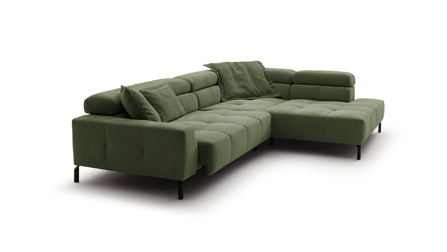 KAWOLA Sofa OHIO Ecksofa Feincord olivgrün