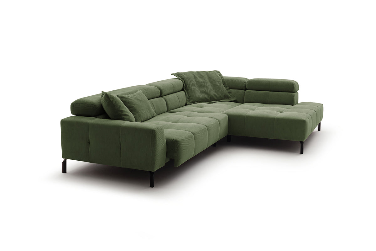 KAWOLA Sofa OHIO Ecksofa Feincord olivgrün