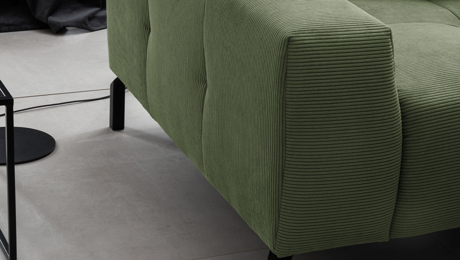 KAWOLA Sofa OHIO Ecksofa Feincord olivgrün