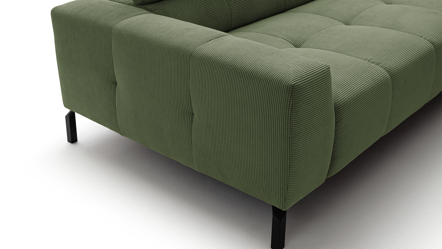 KAWOLA Sofa OHIO Ecksofa Feincord olivgrün