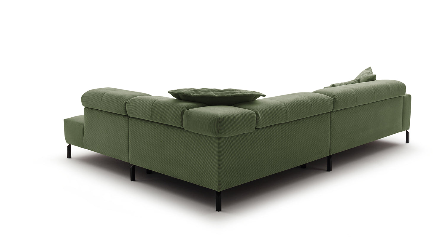 KAWOLA Sofa OHIO Ecksofa Feincord olivgrün