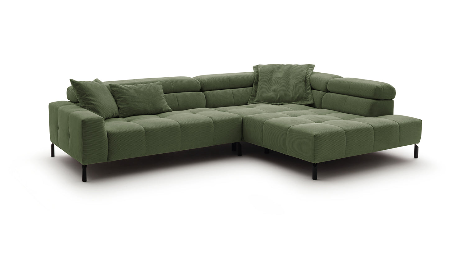 KAWOLA Sofa OHIO Ecksofa Feincord olivgrün