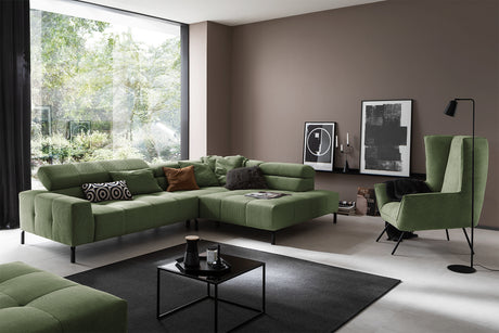 KAWOLA Sofa OHIO Ecksofa Feincord olivgrün, Rechts, Ohne Komfortfunktion