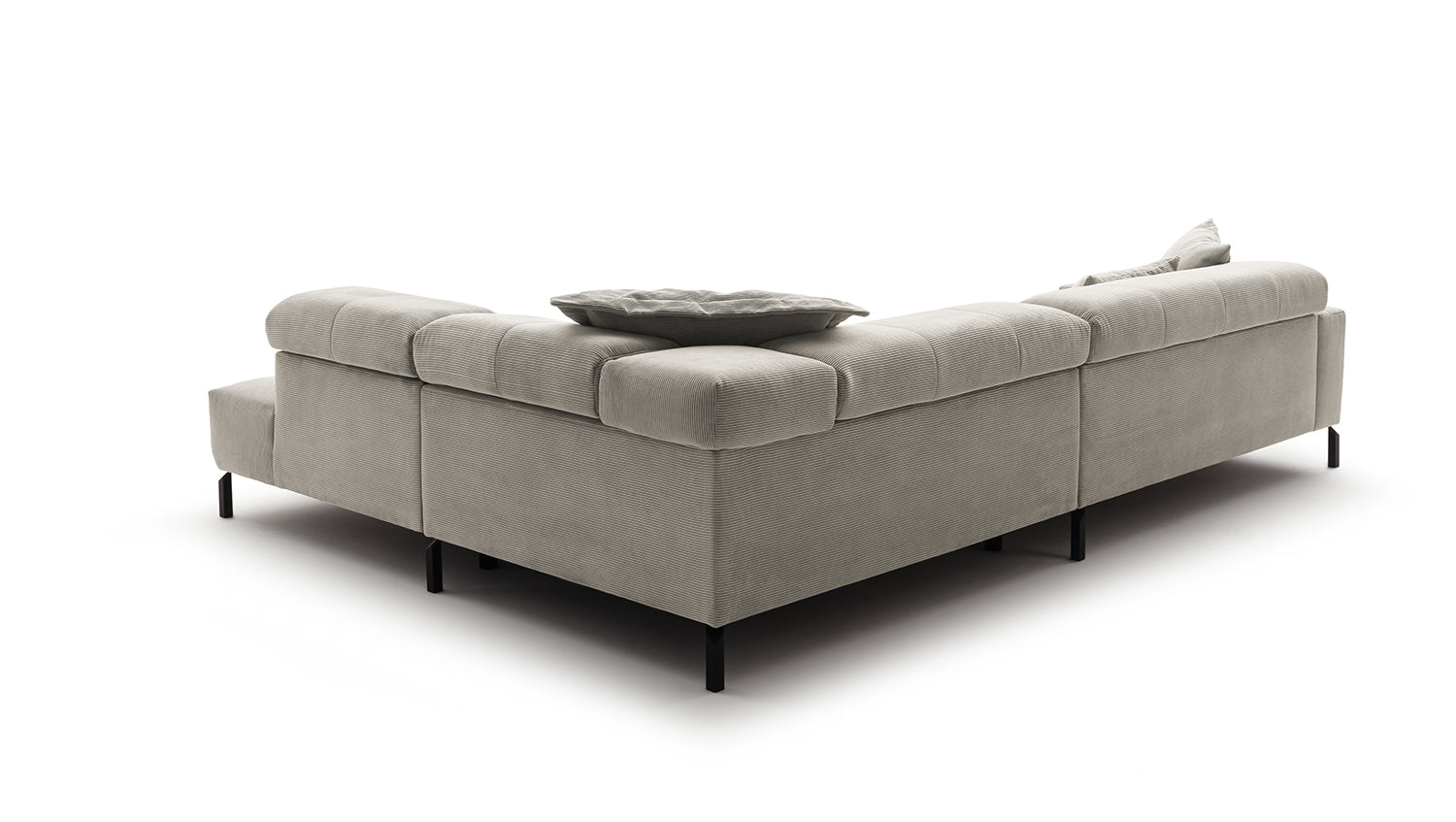 KAWOLA Sofa OHIO Ecksofa Feincord silber