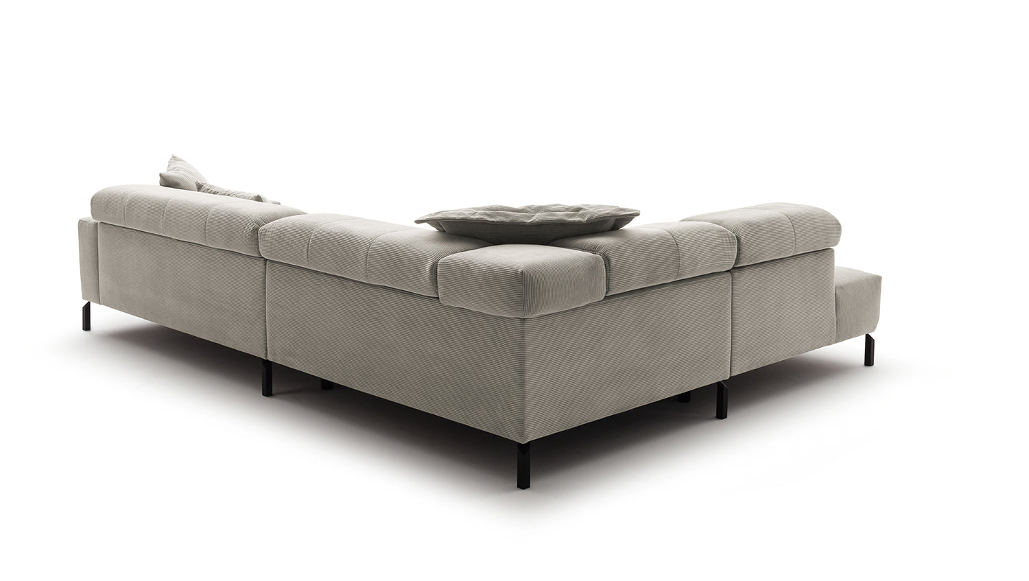 KAWOLA Sofa OHIO Ecksofa Feincord silber