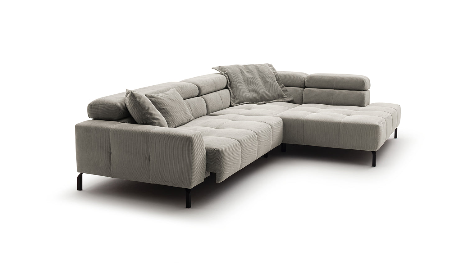KAWOLA Sofa OHIO Ecksofa Feincord silber
