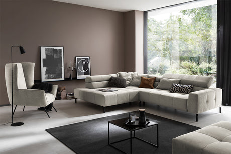 KAWOLA Sofa OHIO Ecksofa Feincord silber, Links, Ohne Komfortfunktion