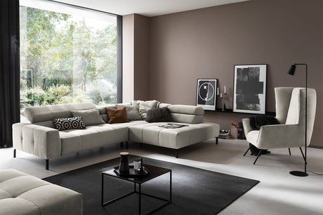 KAWOLA Sofa OHIO Ecksofa Feincord silber, Rechts, Ohne Komfortfunktion