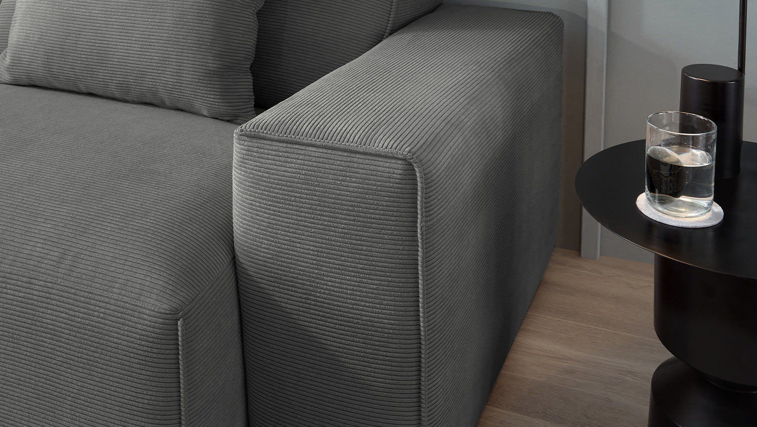 KAWOLA Sofa RANI 3-Sitzer Feincord anthrazit
