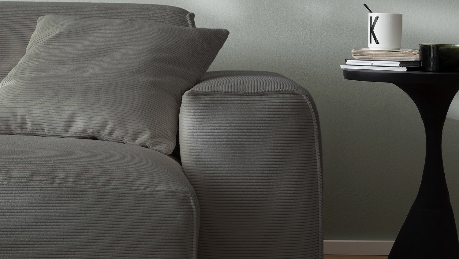 KAWOLA Sofa RANI 3-Sitzer Feincord anthrazit