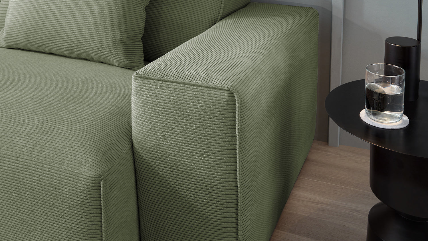 KAWOLA Sofa RANI 3-Sitzer Feincord olivgrün
