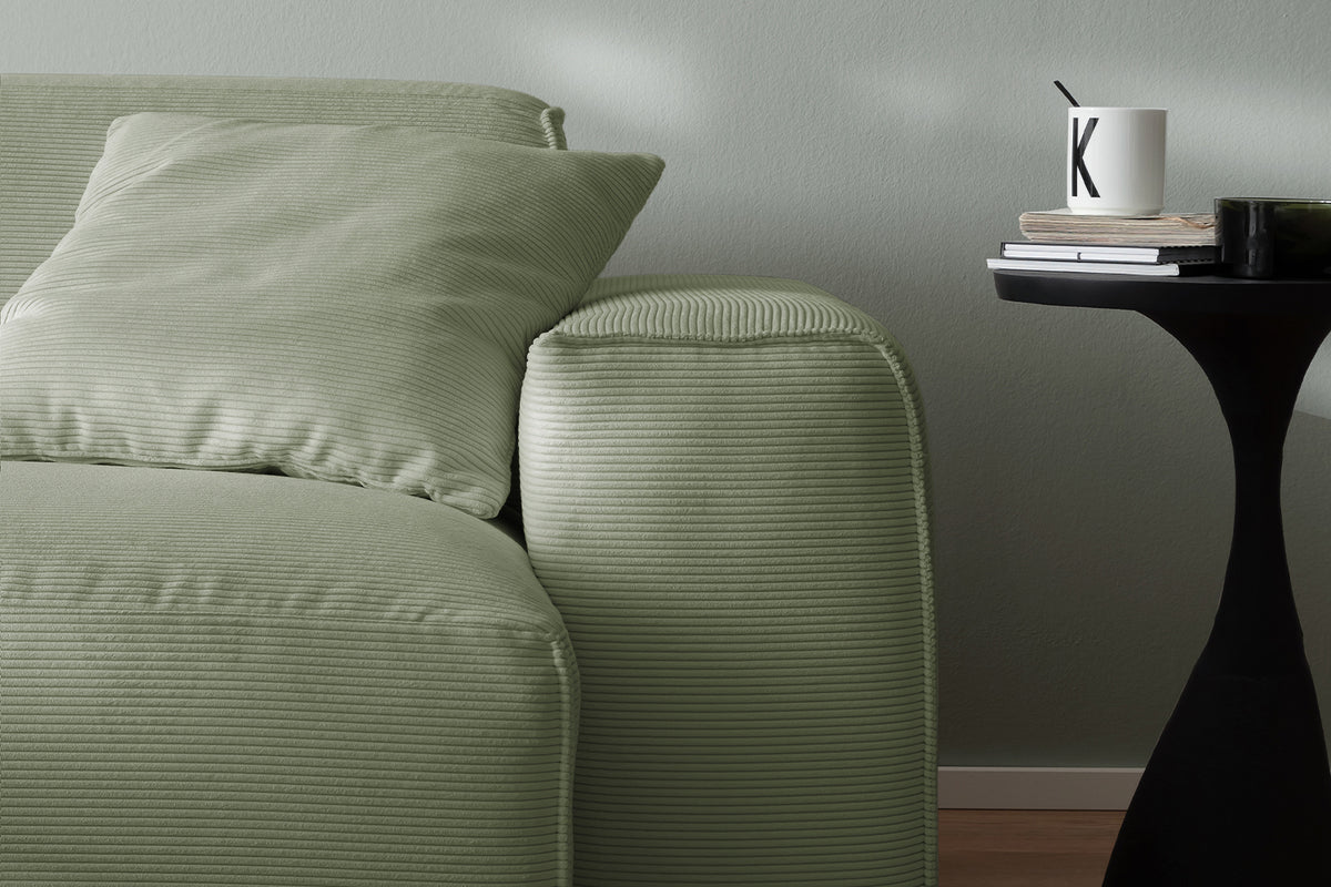 KAWOLA Sofa RANI 3-Sitzer Feincord olivgrün
