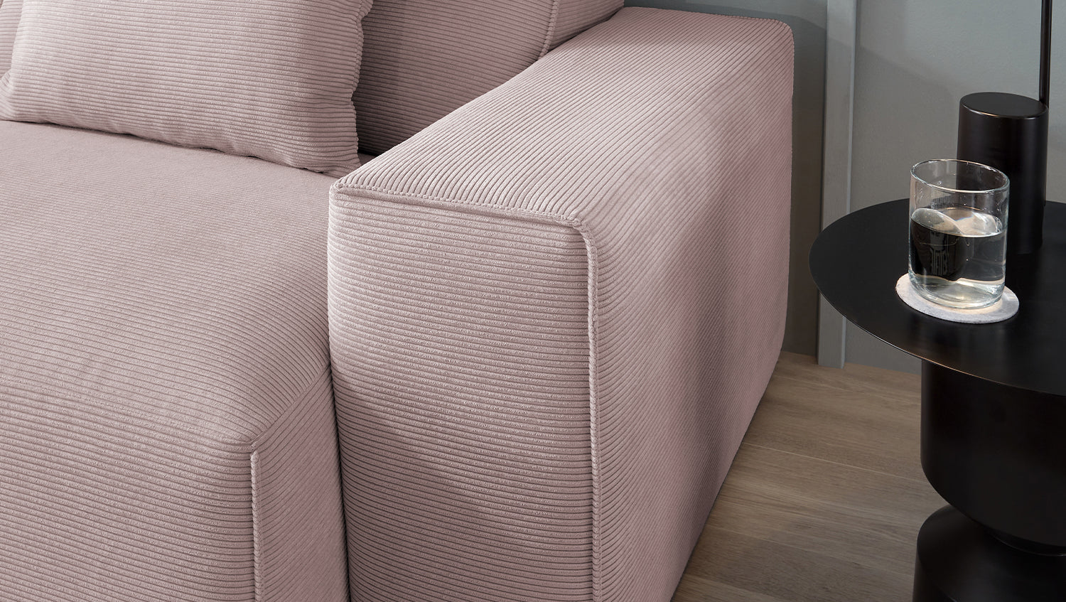 KAWOLA Sofa RANI 3-Sitzer Feincord rosa